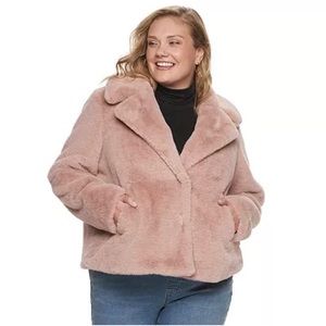 Plus Size EVRI Faux Fur Pink Coat NEW